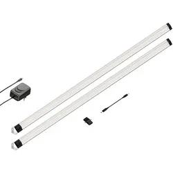 ledscom.de LED Unterbau-Leuchte SIRIS, Eckmontage, flach, je 90cm, je 1044lm, weiß 2er Set