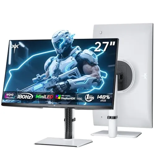 KTC Gaming Monitor 27 Zoll | Mini LED | 2K@180Hz QHD - Erleben Sie beeindruckende Bildqualität mit 2K Auflösung, 180Hz und 1ms Reaktionszeit. Der VESA Display HDR1400 Monitor bietet eine exzellente Farbwiedergabe und flexible Montagemöglichkeiten für alle Gaming-Szenarien.