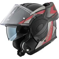 Bogotto FS-X600 Atyr Klapphelm, schwarz-grau-rot, Größe L für Männer - Motorradhelm mit ECE 22.06 Zertifizierung, robuster ABS Schale und praktischem Ratschenverschluss für sicheren Komfort.