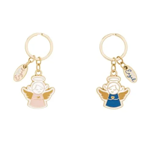 GRUSS & CO Anhängerset Dein Schutzengel | Geschenkset mit 2 Schlüsselanhängern, Länge je 6,5 cm, Schlüsselring | Glücksbringer, Weihnachten, Silvester | 74417