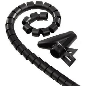 InLine Kabelschlauch 59947Y, 10 mm x 10 m, Kabelspirale, flexibel, mit Einziehclip, schwarz