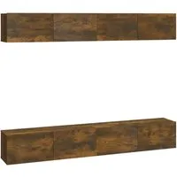 vidaXL TV-Wandschränke 4 Stk. Räuchereiche 100x30x30 cm - TV-Halterungen mit elegantem Design, ideal für Wandmontage und maximalen Stauraum. Robustes Holzwerkstoff sorgt für Stabilität und einfache Reinigung.
