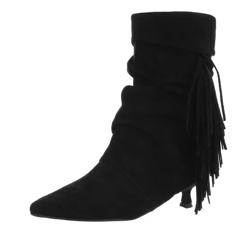 Ital-Design Damen Stiefeletten in Schwarz - Gr. 36 - Elegante klassische Stiefeletten aus Wildlederoptik für Damen. Ideal für Frühling und Herbst, mit 5 cm Pfennigabsatz und praktischem Reißverschluss für einen einfachen Einstieg.