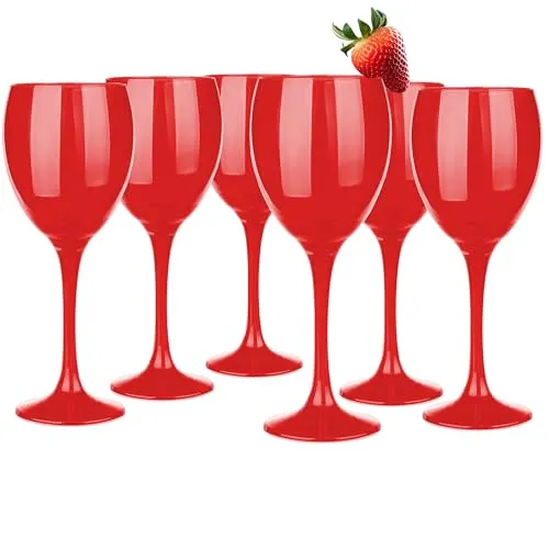 Glasmark Krosno Weinglas Rotwein Weingläser Set Gläser Für Rotwein Weisswein Rotweinglas Rotweingläser Weissweingläser Wein Kelch Glas Spülmaschinenfest Rot Lackiert 6 x 300 ml