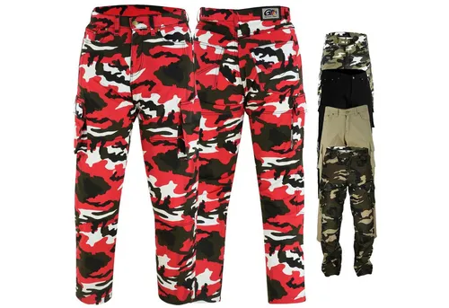 German Wear Motorradhose JEANS-003 Motorradjeans Biker Cargohose mit Schutz Aramidstoff & CE-Protektoren