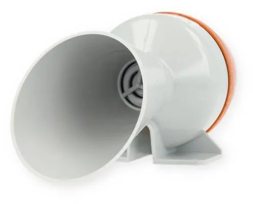 Grothe HUPE WL 6301 240V AC Kombi-Hupe - Hupen & Signalhörner, kompakte Hupe mit 92 dB Lautstärke und robuster orange Lichthaube aus schlagfestem Polycarbonat, ideal für Innen- und Außenanwendungen.