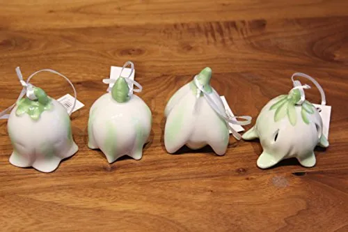Große Porzellan-Blümchen im 4er-Set♥Osterglöckchen z. Hängen, 5-5 bis 6,5 cm