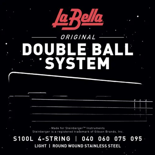 La Bella Bass Saiten 40-095 Double Ball für Steinberger Headless 4-saitig - Gitarren- & Bass-Zubehör mit doppeltem Ball-Ende aus hochwertigem Edelstahl für brillante Klangqualität und langlebige Leistung.