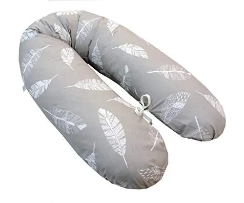 Emi&Sam Stillkissen 170cm Bezug Füllung FillBall EPS Lagerungkissen Stillkissenbezug ((EPS inkl Bezug) 12. Grau Feder)