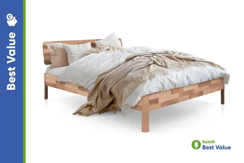 byoak Massivholzbett PENNY mit Holzkopfteil aus geöltem Massivholz - Massivholzbett PENNY: Stilvolles Bettgestell aus geöltem Wildeichen- oder Kernbuchenholz, robust und langlebig. Ideal für erholsamen Schlaf und harmonisches Schlafzimmer-Design.