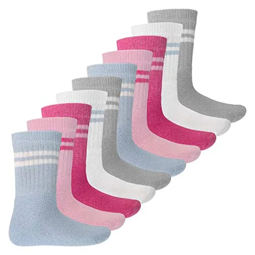 MT Kinder Sport- und Freizeitsocken (10 Paar) Tennissocken für Mädchen und Jungen - Pastell 35-38