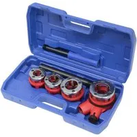 TRUTZHOLM 7tlg. Gewindeschneidkluppensatz - Schneidwerkzeuge für präzises Gewinde an Stahlrohren, inkl. 4 Schneidköpfen und stabilem Koffer – ideal für Sanitär- und Heizungsinstallationen.