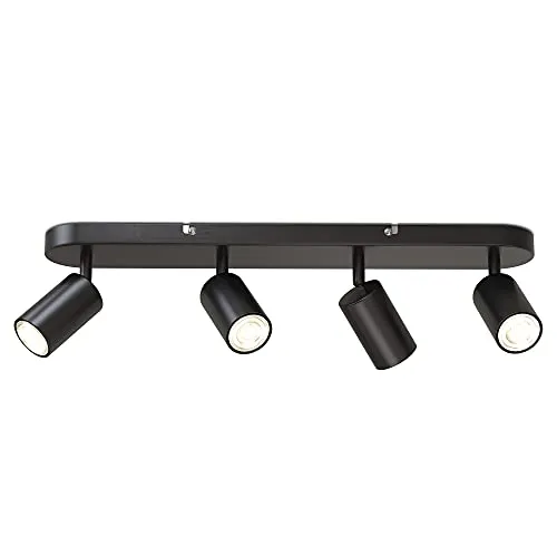 B.K.Licht Deckenspots 4-flammig, schwenkbar & drehbar, schwarz - Moderne 4-flammige Spotlampe mit drehbaren und schwenkbaren GU10 Fassungen für individuelle Raumbeleuchtung. Ideal für LEDs bis 5 Watt, einfaches Austauschen der Leuchtmittel.