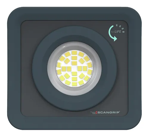 SCANGRIP Akku-Arbeitsleuchte NOVA MINI Fore Life 100-1000 Lumen - LED-Leuchte mit stufenlos einstellbarer Leuchtstärke, robustem Aluminiumgehäuse und 4-in-1-Befestigungssystem für flexible Anwendung im Innen- und Außenbereich.