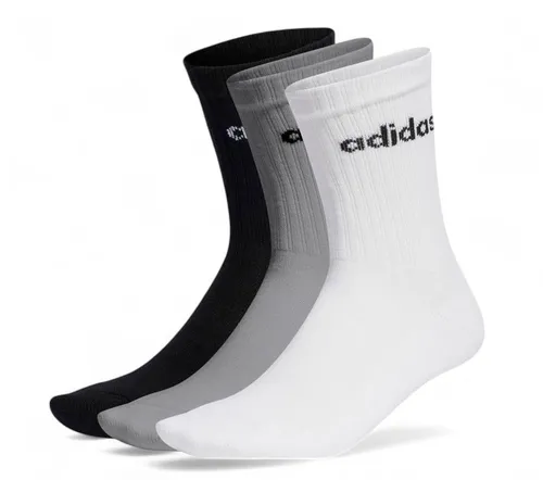 adidas Sportsocken Linear Crew Cushioned (Baumwolle) weiss/grau/schwarz - 3 Paar, Größe: 43-45