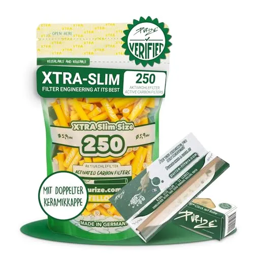 PURIZE® XTRA Slim Size Aktivkohlefilter SET (250er Spezial Set) (gelb)