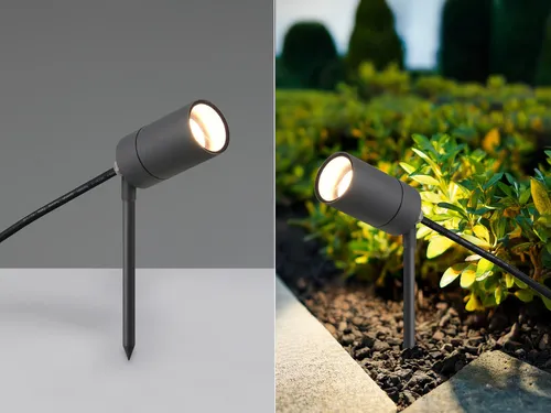 LED Gartenstrahler Ø5cm mit Erdspieß & 2 Meter Anschlusskabel - Der flexible LED Gartenstrahler sorgt mit seinem beweglichen Leuchtkopf für individuelle Lichtakzente in deinem Garten. Robustes Design und Schutzklasse IP65 machen ihn zum idealen Begleiter für jedes Wetter.
