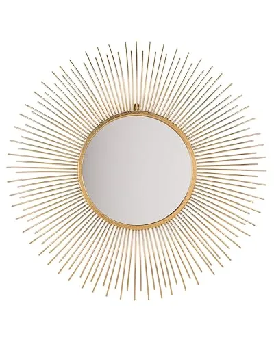 Beliani Spiegel Gold rund Sonnenform Vintage Dia. 80 CILLY - Dekorativer Wandspiegel im Sonnenstrahlen-Design, ideal zur optischen Vergrößerung und Aufhellung von Räumen. Perfekt für Badezimmer, Eingangsbereiche und Schlafzimmer. Einfache Montage dank Rückaufhängung.