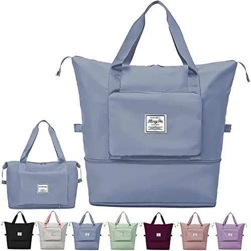 Faltbare Reisetasche mit großer Kapazität, tragbar, faltbar, leicht, wasserdicht, Oxford-Gewebe für Wochenende, Sport, Fitnessstudio, Urlaub, Blau