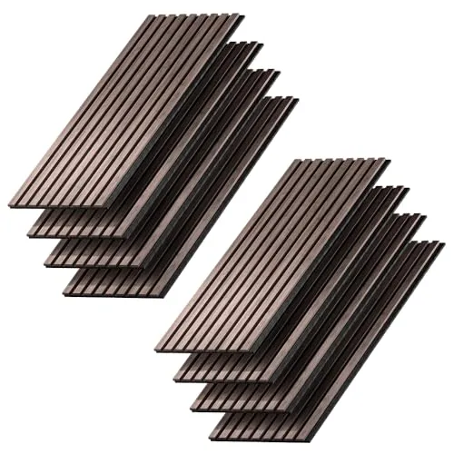 Vicco Akustikpaneel Wandpaneele, Nussbaum/Braun, 8 Stück - Elegante Akustikelemente im 8er-Set aus 9 mm MDF – optimiert den Klang und wertet jeden Raum auf. Ideal für stilvolle Akzentflächen und akustische Verbesserung in Wohn- oder Arbeitsräumen.