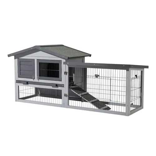 Wiltec Hühnerstall mit Freilauf und Schlafhaus aus Holz - Geflügelstall für artgerechte Haltung, geräumig und sicher mit hochwertigem Holz und wetterfestem Dach für optimalen Witterungsschutz.