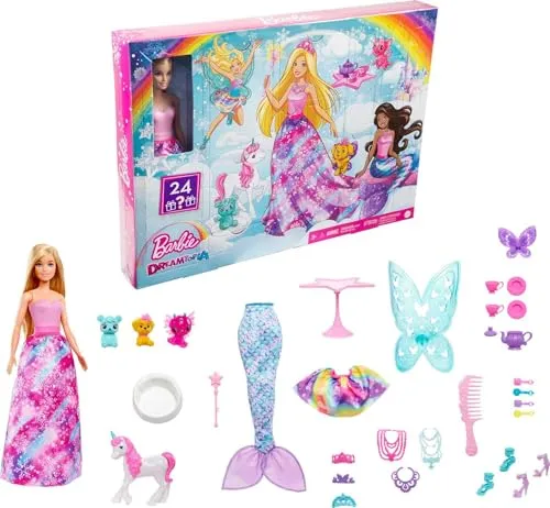 Produktbild Barbie Dreamtopia Adventskalender mit Barbie-Puppe und 24 Geschenken
