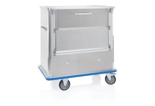 Gmöhling Kastenwagen mit Deckel und abklappbarer Längswand D 1508, 360l - Robuster Transportwagen aus Aluminium mit praktischer Klappe für einfaches Be- und Entladen. Ideal für Lagerung und Transport in verschiedenen Branchen. Made in Germany.
