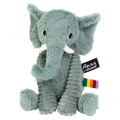 DIMOITOU DER ELEPHANT GRÜN - Plüschtier für Kleinkinder - Stofftier Elefant in weichem Velours, ideal als Geschenk zur Geburt. Beweglich und pflegeleicht, perfekt für stundenlangen Spielspaß ab 0 Monaten.