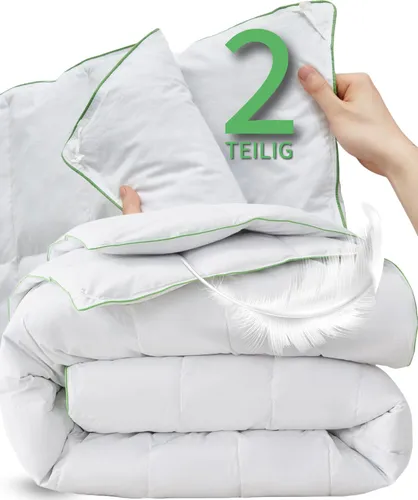 Welldora Komfort Bettdecke 220x240 - Allergikerfreundlich mit 100% weichen Federn & Daunen - Bettdecken für das ganze Jahr: 2 Deckenelemente für Sommer und Winter, mit hervorragender Qualität, getestet auf über 1.000 Chemikalien - ideal für Allergiker!