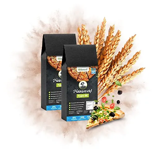 SANUUS Pizzamehl Typ 00 (2kg) - Pizza Mehl Typ 00 direkt von der Mühle perfekt für Pizza & Pizzateig mit bestem regionalem Weizenmehl aus dem Allgäu in Bäckerei Qualität mit mehr Mineralien Vegan
