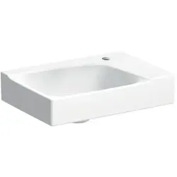 Geberit Xeno2 Handwaschbecken 40x28cm - Waschbecken aus KeraTect in elegantem Weiß, mit asymmetrischem Design und praktischem Hahnloch rechts – ideal für moderne Badezimmer.