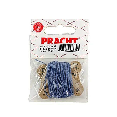 PRACHT Mikro-Makramee-Kordel gewachst 10.0 m Polyester PES 1.0 mm Ganzjährig Kordel für Makramee und Basteln Dunkelblau