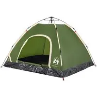 vidaXL Campingzelt 3 Personen Grün - Quick Release - Zelt für 3 Personen, wasserdicht mit Quick-Release-System für schnellen Aufbau und hervorragende Belüftung. Ideal für Campingabenteuer!