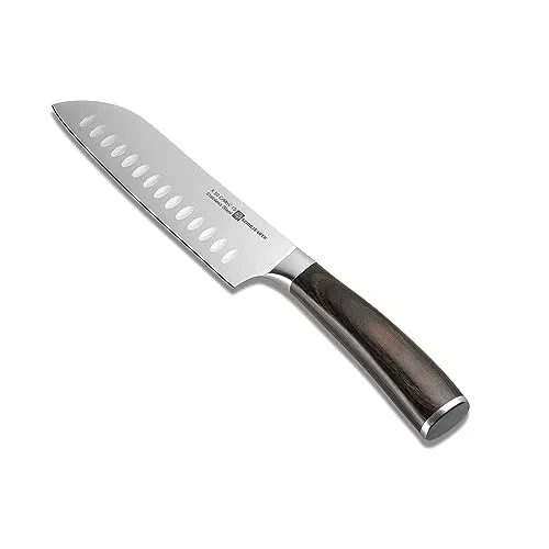 Schulte-Ufer 61622 Santoku-Messer Riku, 18 cm - Kochmesser aus hochwertigem Klingenstahl, extrem scharf durch Premium-Schliff und fugenlos verarbeitet für hohe Strapazierfähigkeit. Ergonomischer Schichtholzgriff mit massivem Fingerschutz für sicheren Gebrauch.
