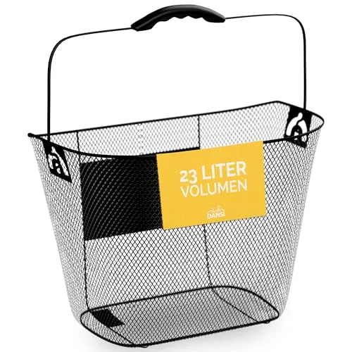 DANSI Fahrradkorb Vorne I mit Express klick Halterung I Fahrrad Korb für vorne 33x26x27 cm I Fahrradkorb Lenker, lenkerkorb Fahrrad