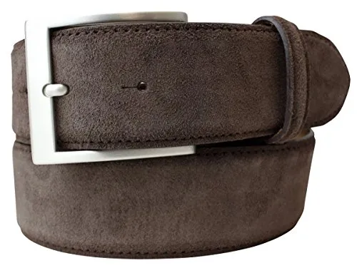 BELTINGER Veloursleder-Gürtel 4 cm – Dunkelbraun für Herren in silber von BELTINGER