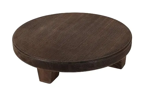 Spetebo Holz Blumenteller braun - 32 cm/groß - Pflanzenständer mit 4 Füßen - Deko Pflanzenteller Blumenständer Pflanzenhocker