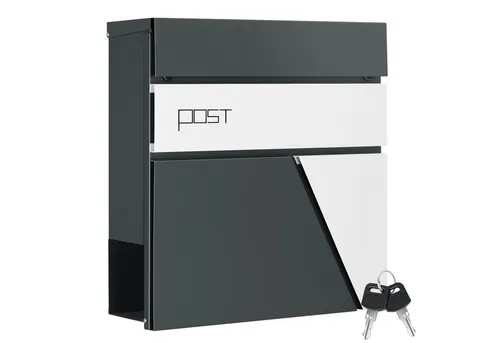 Woltu Wandbriefkasten mit Zeitungsfach und Schloss in schwarz von WOLTU