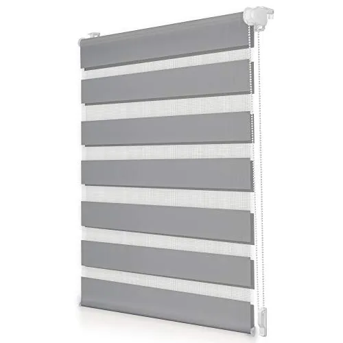 ROOMY Duo-Rollo Doppelrollo Klemmfix, ohne Bohren, Blickdicht, mit Montageschiene Sichtschutz Sonnenschutz Grau, 65 cm x 150 cm (B x L)