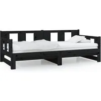 vidaXL Ausziehbares Tagesbett Schwarz aus Kiefernholz - Multifunktionales Tagesbett aus massivem Kiefernholz, das tagsüber als Sofa und nachts als Bett dient – ideal für Übernachtungsgäste und platzsparend für kleine Räume.