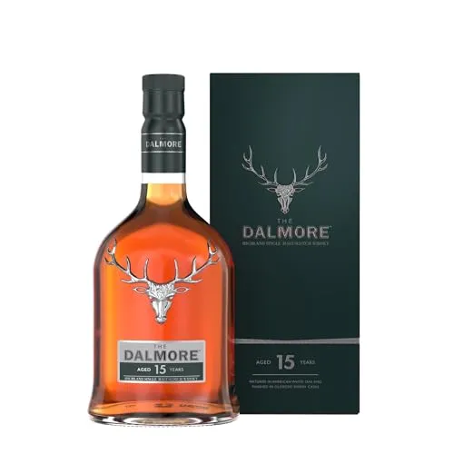 Dalmore 15 Jahre Single Malt Scotch Whisky mit Geschenkverpackung - Whisky, gereift in Bourbon- und Sherry-Fässern, mit Aromen von Orangenmarmelade und Zartbitterschokolade - perfekt für Genießer und als Geschenk.