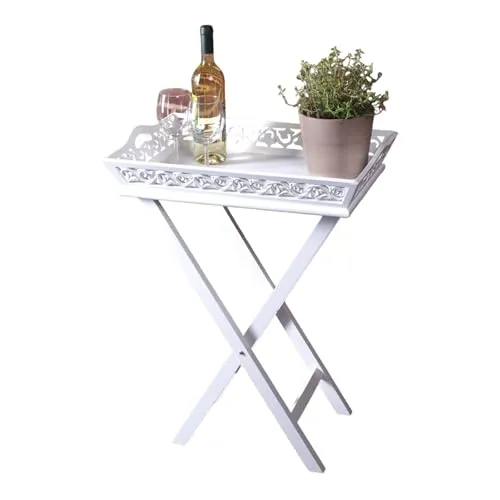 DESIGN DELIGHTS Verspieltes HOLZTABLETT Landhaus | 2-teilig, 63 cm - Serviertablett im Landhausstil, abnehmbar und vielseitig nutzbar – ideal für Frühstück im Bett oder als dekorative Ablage.