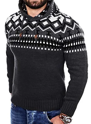 Reslad Norweger Pullover Herren | Bequemer Kapuzenpullover für kalte Tage - Pullover für Herren mit perfekter Passform und hoher Stoffqualität. Der Norweger Kapuzenpullover bietet besten Tragekomfort und lässt sich vielseitig kombinieren.