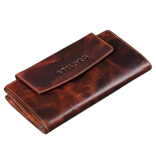 STILORD 'Lorelai' Damen Portemonnaie aus Leder - Damen-Geldbörse im Vintage Design | Hochwertige Verarbeitung aus echtem Rindsleder mit sicherem Reißverschluss und Druckknopf | Ideal für stilbewusste Frauen, die Eleganz und Funktionalität schätzen.