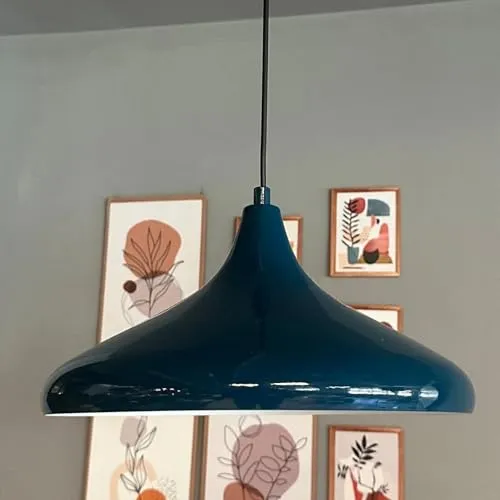 bamyum Champion Pendelleuchte, 35 cm Hängelampe Metall E27 Moderne Esstisch Lampe, Skandinavisch Pendellampe für Schlafzimmer Wohnzimmer Küche, Nachtblau