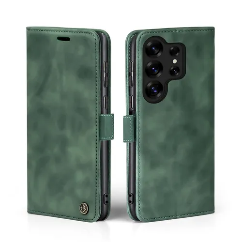 Handyhülle für Samsung Galaxy S25 Ultra Klapp Magnet Smartphone Cover Case Grün
