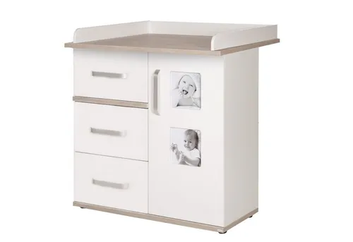 Roba Wickelkommode Moritz, Weiß - Moderne Wickelkommode mit abnehmbarem Wickelansatz und rückenschonender Höhe von 94 cm. Softclose-Technik und individuelles Design durch integrierte Bilderrahmen machen sie zum perfekten Begleiter in der Babypflege.