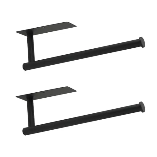 Küchenrollenhalter ohne Bohren 2 Stück Papierrollenhalter Selbstklebend praktischer Rollenhalter für Küchenschrank oder Wandmontage Edelstahl platzsparender Küchenpapierhalter Schwarz