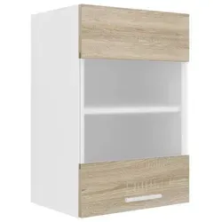 VCM Küchenschrank hängend Esilo Weiß/Sonoma-Eiche - Hängeschrank fürs Bad mit modernem Design, zwei Fächern und eleganter Matt-Glastür, ideal für platzsparende Aufbewahrung.