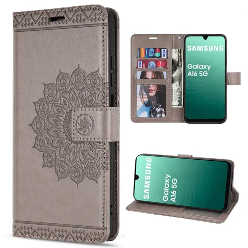 Handy Tasche für Samsung Galaxy A16 Handyhülle Klapphülle Wallet Case in Grau